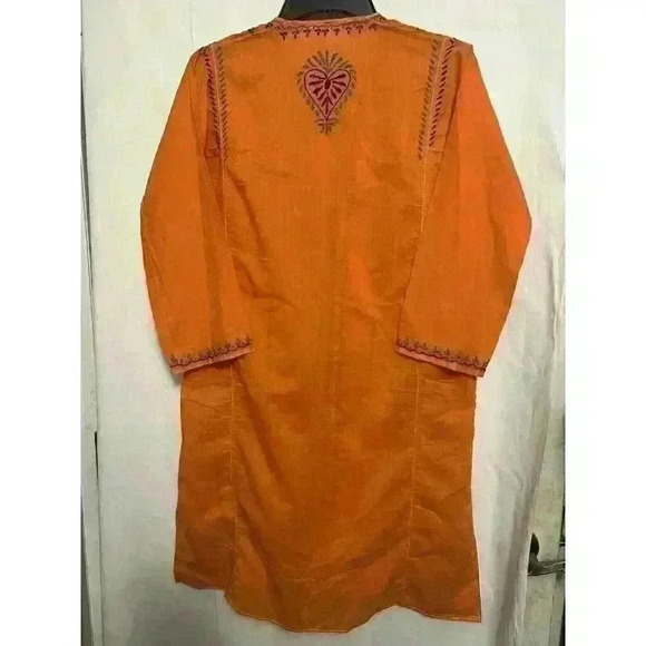 Orange Women Kurti Kurta Ethnic Sz Small Embroidered Tunic Dress Indian 0068 - Picture 6 of 7